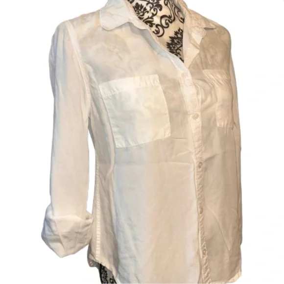 Thread + Supply Women's XS White Tailored Button-Up Long Sleeve Top - Picture 9 of 16